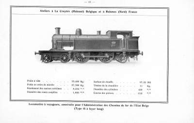 <b>Locomotive à voyageurs</b><br>construite pour l'Administration des Chemins de fer de l'Etat Belge<br>(Type 15 à foyer long)